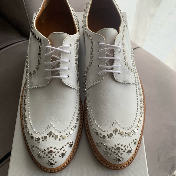 NIB Robert Clergerie Paris White Studded Brogue Shoes size 39.5 - Picture 4 of 15